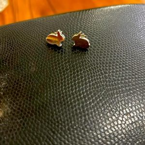 Rabbit shaped silver stud earrings